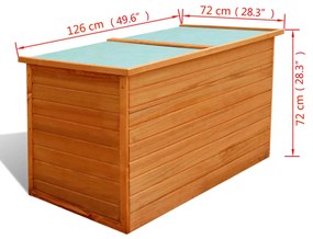 Caixa de arrumação para jardim 126x72x72 cm madeira