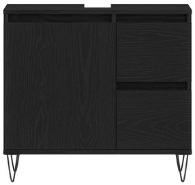 Armário para Lavabo vidaXL Preto Carvalho 65x33x60 cm Madeira Ingeneri