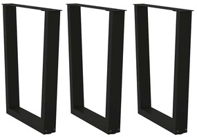 Mesa de jantar pernas 3 pcs forma de V 70x(72-73,3)cm aço preto