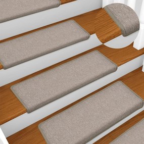 vidaXL Tapete/carpete para degraus 15 pcs 65x21x4 cinzento-acastanhado