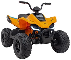 Moto 4 elétrica para crianças 12V 4x4 Mclaren Racing MCL 35, Controle remoto, Rodas Espuma EVA, assento couro ecológico laranja