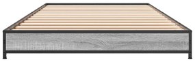 Estrutura de cama derivados de madeira e metal cinzento sonoma
