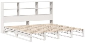 Cama com estante sem colchão 180x200 cm madeira maciça branco
