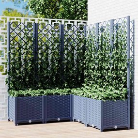 Vaso/floreira jardim c/ treliça 120x120x136 cm PP cinzento azul