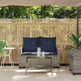 Sofá de jardim 2 lugares com almofadões vime PE cinzento