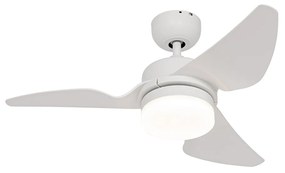 Ventilador de teto branco com LED e comando remoto - Yuki Moderno