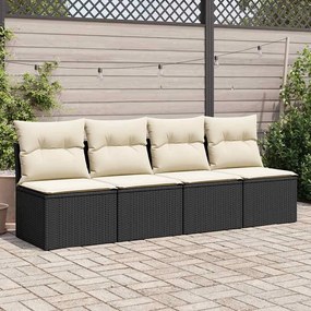 2 pcs conjunto sofás jardim c/ almofadões vime PE/acácia preto