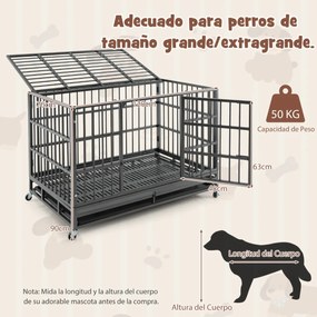 Parque Jaula dobrável para cães de 120 cm com rodas, fechadura, tabuleiro amovível, 2 portas, portátil, interior e exterior, preto