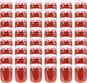 vidaXL Frascos de vidro com tampas brancas e vermelhas 48 pcs 230 ml