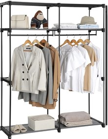 Guarda Roupa em tecido com 2 varões para roupa 43 x 140 x 174 cm Preto