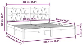 Estrutura de cama 200x200 cm pinho maciço branco