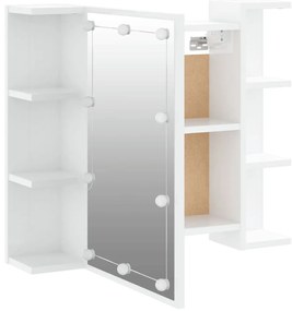Armário espelhado com LED 70x16,5x60 cm branco brilhante
