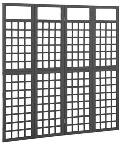 Biombo/treliça 4 painéis madeira abeto maciça 161x180 cm preto