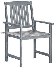 Cadeiras de jardim c/ almofadões 8 pcs acácia maciça cinzento