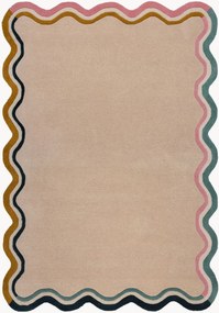 Tapete de lã tufado à mão de pelo curto Leo Scallop Border