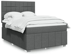 vidaXL Cama com molas/colchão 140x190 cm tecido cinzento-escuro