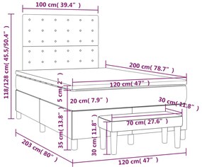 Cama boxspring com colchão 120x200 cm veludo cinzento-escuro