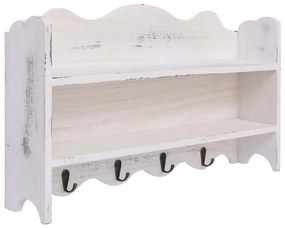 284235 vidaXL Cabide de parede 50x10x30 cm madeira branco