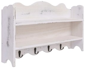 284235 vidaXL Cabide de parede 50x10x30 cm madeira branco
