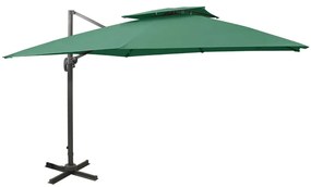 Guarda-sol de jardim cantilever c/ toldo duplo 300x300 cm verde