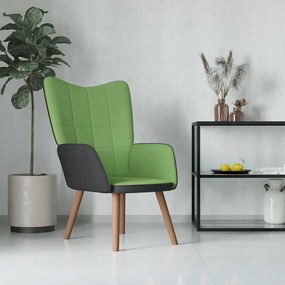 vidaXL Cadeira de descanso PVC e veludo verde-claro