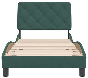 Estrutura de cama sem colchão 90x190 cm veludo verde-escuro