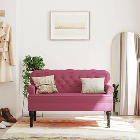 372160 vidaXL Banco com encosto 119,5x64,5x75 cm veludo vermelho tinto
