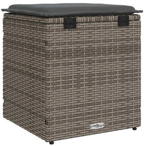 Bancos jardim com almofadas 2 unid 40x40x43 cm vime PE cinzento