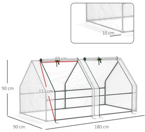 Estufa de Jardim Varanda 180x90x90 cm Tipo Casa Tubo de Aço com 2 Aces
