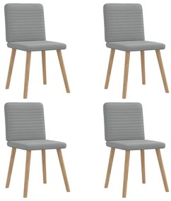 Cadeiras de jantar 4 pcs tecido cinzento-claro