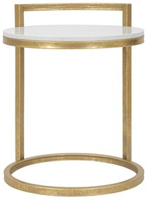 Mesa de Apoio Redonda Marble – 40x43x50 cm – Dourada e Branca – Design