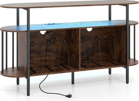 Móvel para Discos de Vinil, 140 x 40 x 76,5 cm, Estação de Carregamento Integrada, Castanho+Preto
