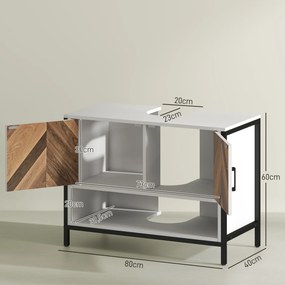 Móvel para Lavatório (não incluido) Pousar Móvel Casa de Banho com 2 Portas e Compartimento Aberto para Lavatório com ou sem Pedestral 80x40x60 cm Bra