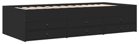 Sofá-cama com gavetas sem colchão 100x200 cm preto