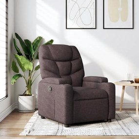 vidaXL Poltrona reclinável tecido castanho-escuro