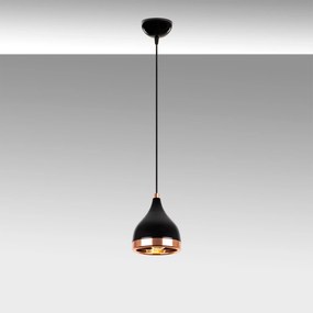 Candeeiro de Teto Yildo – Preto e Cobre – 15 x 15 cm – Altura Ajustáve