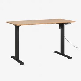 Escrivaninha Elevatória Elétrica Retangular Com Função De Memória Em Madeira E Ferro Serpi Castanho Roble & ↔︎ 120 Cm & Preto - Sklum