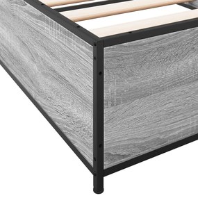 Estrutura de cama derivados de madeira e metal cinzento sonoma