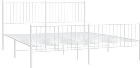 Estrutura de cama com cabeceira e pés 200x200 cm metal branco