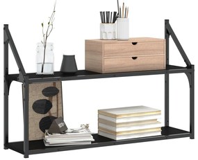 Unidade 2 prateleiras parede 80x21x51cm derivados madeira preto