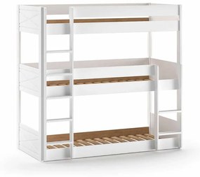 Beliche Infantil Triplo SCOTT com 3 lugares para dormir branco