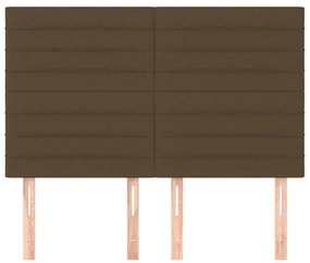 Cabeceira de cama 4 pcs tecido 72x5x78/88 cm castanho-escuro