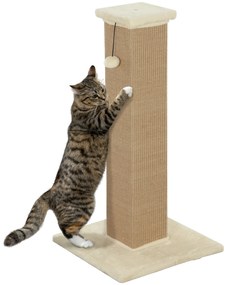 Poste Arranhador para Gatos Altura 81 cm Arranhador para Gatos com Poste de Sisal e Bola Suspensa 41x41x81 cm Bege