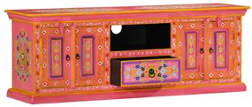 Móvel de TV 110x30x40 cm madeira de mangueira maciça rosa