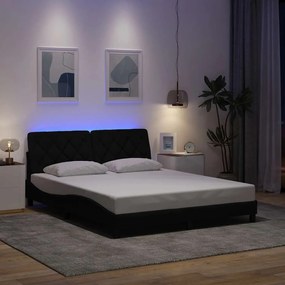 vidaXL Estrutura de cama com LED sem colchão 160x200 cm tecido preto