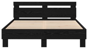 Estrutura de Cama Preta Carvalho Preto Madeira 140 x 190 cm
