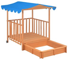 Casa de brincar infantil c/ caixa areia madeira abeto azul UV50