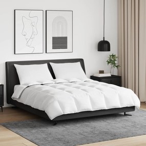 vidaXL Edredom de Inverno com travesseiro 3 pcs Branco Pena de ganso