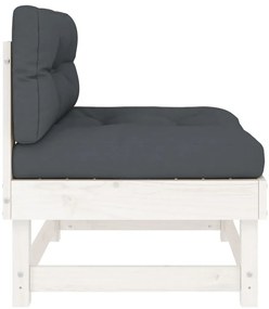 Sofás de centro com almofadões 2 pcs pinho maciço branco
