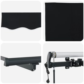 Toldo Retrátil Automático vidaXL Preto 600x350 cm